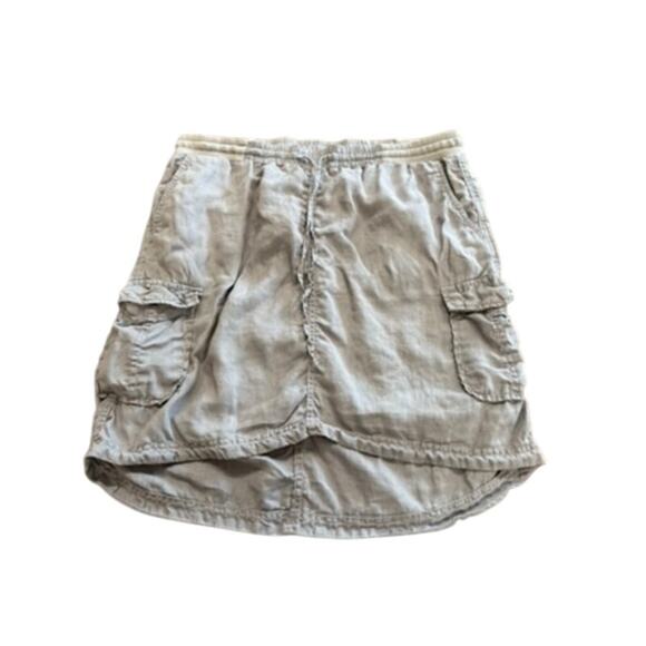 "CASLON" 100% Linen Gray Cargo Skirt Tie Waist SZ M Summer Cottage Core Basics - Picture 3 of 8
